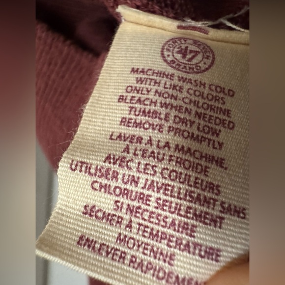 ’47 Brand Vancouver Millionaires Cardigan Sweater Maroon Cream L 100% Cotton - Picture 5 of 8